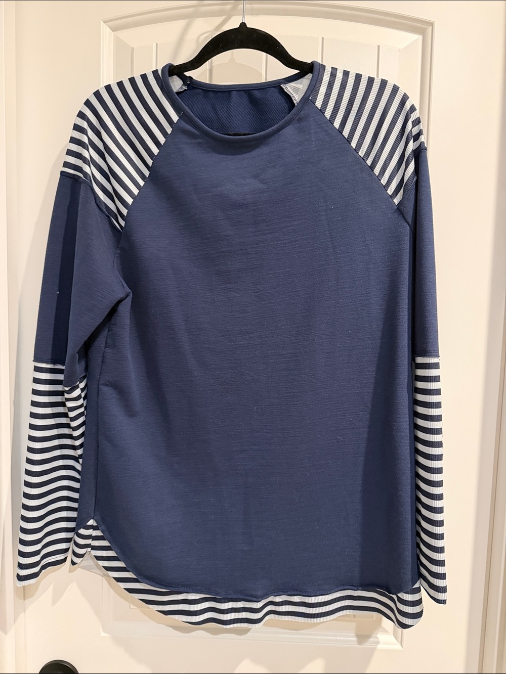 Striped Raglan Long Sleeve Tee - Navy